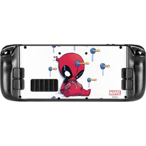 Marvel Deadpool Babypool Playing Steam Deck Handheld Gaming Computer OLED Skin