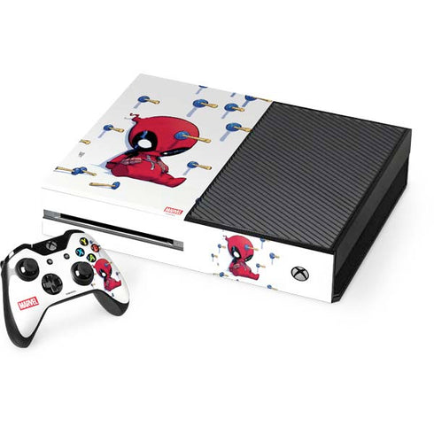 Marvel Deadpool Babypool Playing Xbox One Console and Controller Bundle Skin