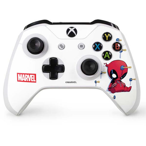 Marvel Deadpool Babypool Playing Xbox One S Console and Controller Bundle Skin