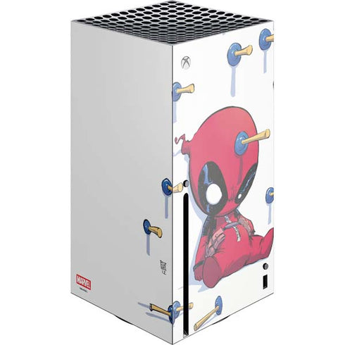 Marvel Deadpool Babypool Playing Xbox Series X Console Skin