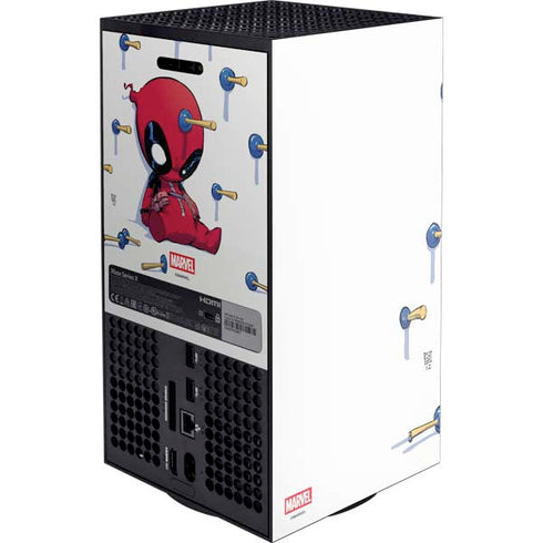 Marvel Deadpool Babypool Playing Xbox Series X Console Skin