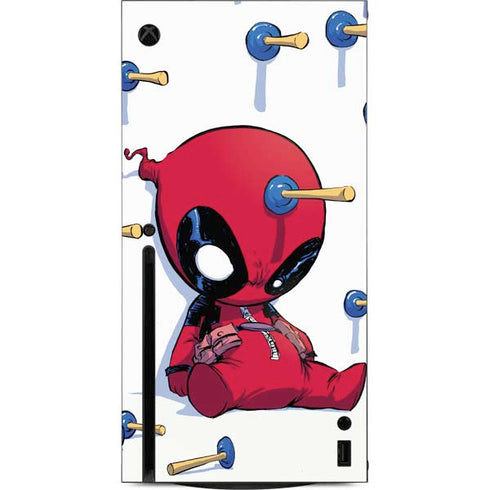 Marvel Deadpool Babypool Playing Xbox Series X Console Skin