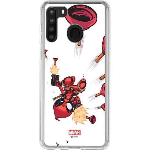 Marvel Deadpool Babypool Shooting Galaxy A21 Clear Case