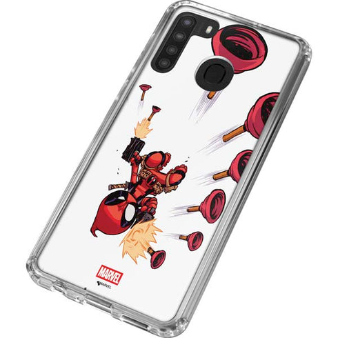 Marvel Deadpool Babypool Shooting Galaxy A21 Clear Case