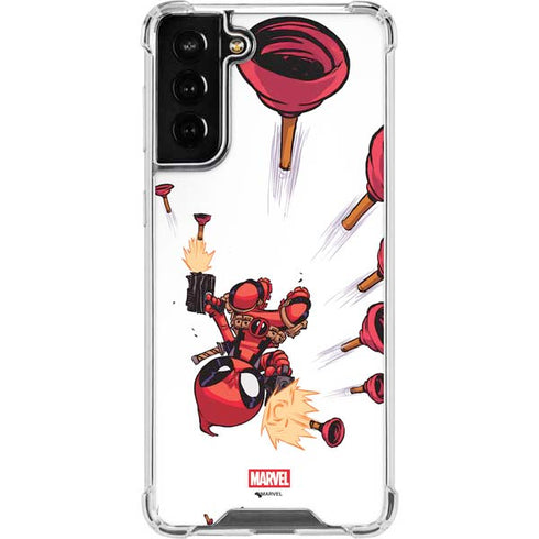 Marvel Deadpool Babypool Shooting Galaxy S21 FE Clear Case