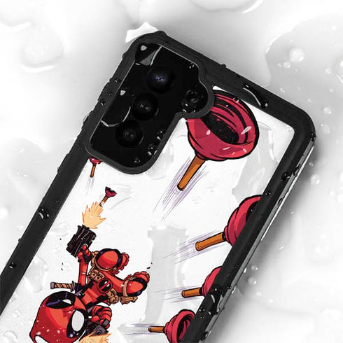 Marvel Deadpool Babypool Shooting Galaxy S24 Plus Waterproof Case