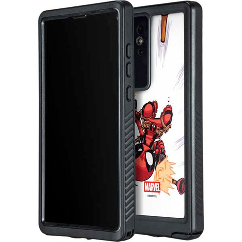 Marvel Deadpool Babypool Shooting Galaxy S24 Ultra Waterproof Case