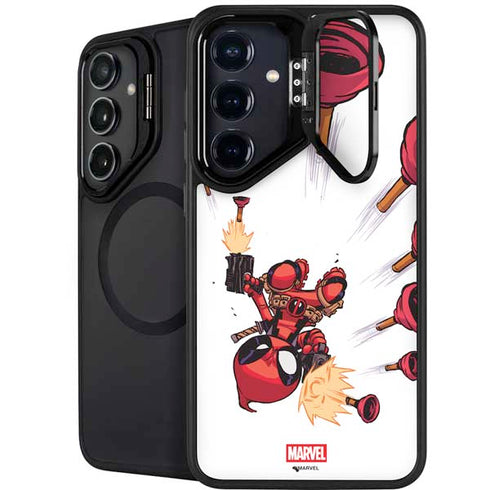 Marvel Deadpool Babypool Shooting Galaxy S25 Kickstand Case