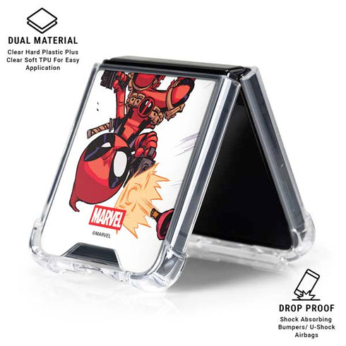 Marvel Deadpool Babypool Shooting Galaxy Z Flip7 Clear Case