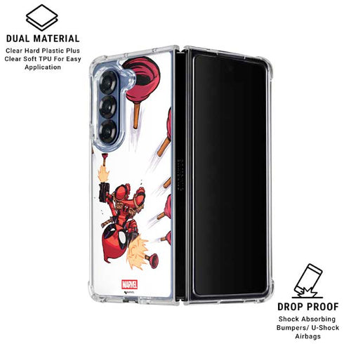 Marvel Deadpool Babypool Shooting Galaxy Z Fold7 Clear Case