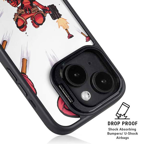 Marvel Deadpool Babypool Shooting iPhone 14 Kickstand Case