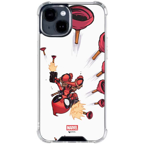 Marvel Deadpool Babypool Shooting iPhone 14 Plus Clear Case
