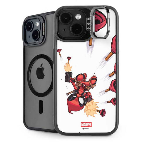 Marvel Deadpool Babypool Shooting iPhone 15 Plus Kickstand Case