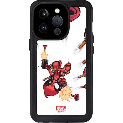 Marvel Deadpool Babypool Shooting iPhone 15 Pro Waterproof Case