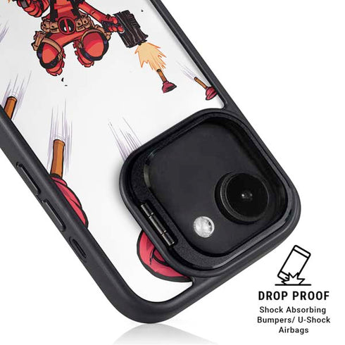 Marvel Deadpool Babypool Shooting iPhone 16e Kickstand Case