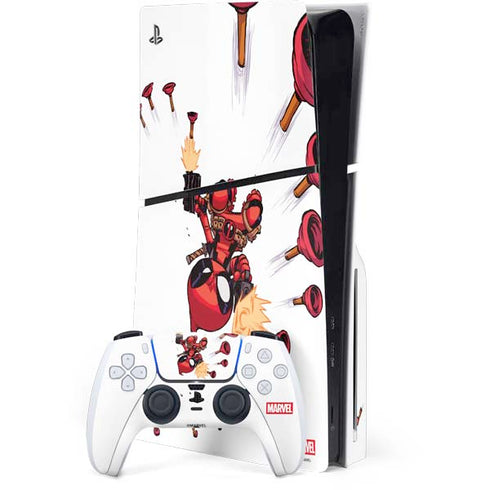 Marvel Deadpool Babypool Shooting PS5 Slim Disk Bundle Skin