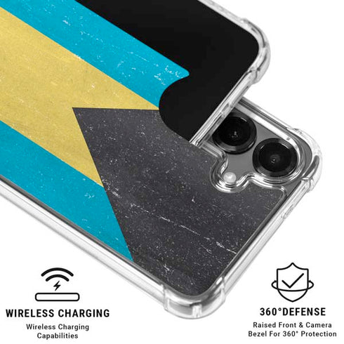 Bahamas Flag Distressed Galaxy S26 Clear Case