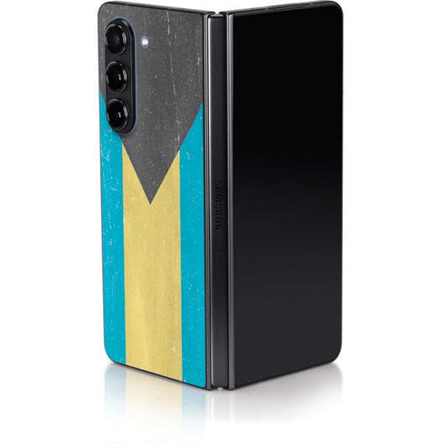 Bahamas Flag Distressed Galaxy Z Fold5 5G Skin