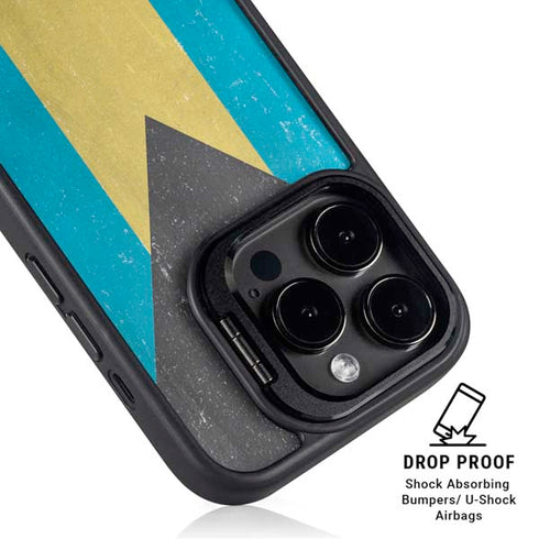 Bahamas Flag Distressed iPhone 16 Pro Max Kickstand Case
