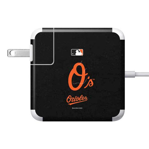 MLB Baltimore Orioles - Solid Distressed 85W Power Adapter (15 and 17 inch MacBook Pro Charger) Skin