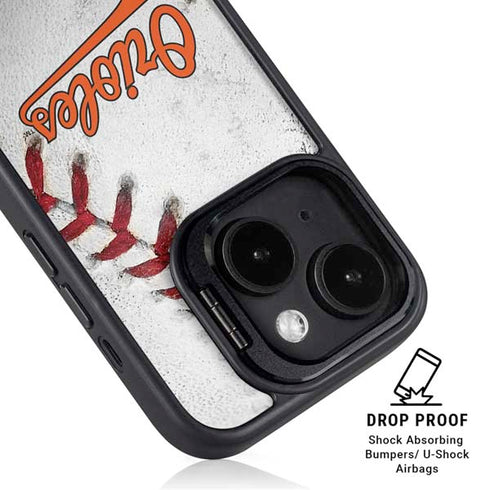 MLB Baltimore Orioles Game Ball iPhone 15 Plus Kickstand Case
