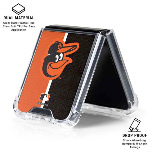 MLB Baltimore Orioles Split Galaxy Z Flip7 Clear Case