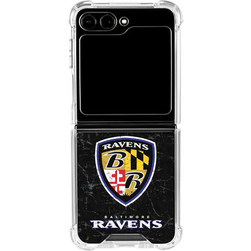 NFL Baltimore Ravens - Alternate Distressed Galaxy Z Flip6 Clear Case
