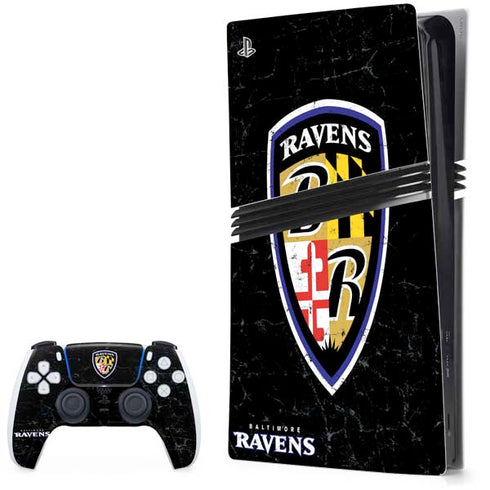 NFL Baltimore Ravens - Alternate Distressed PS5 Pro Bundle Skin