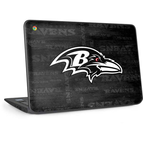 NFL Baltimore Ravens Black & White HP Chromebook Skin