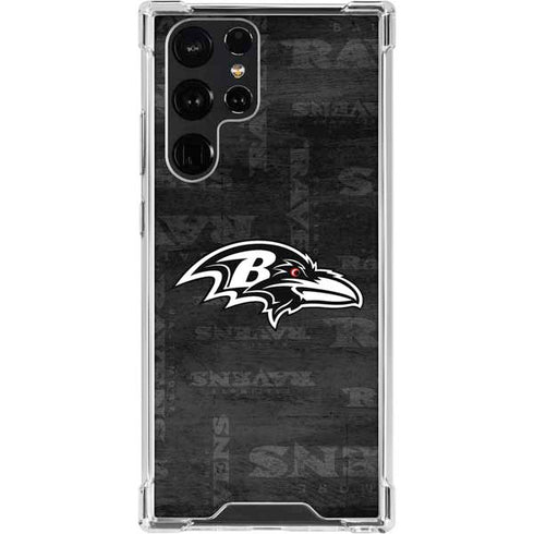 NFL Baltimore Ravens Black & White Galaxy S23 Ultra Clear Case