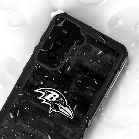 NFL Baltimore Ravens Black & White Galaxy S24 Plus Waterproof Case