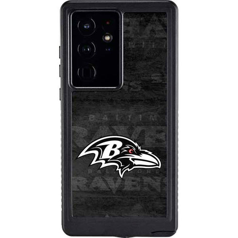 NFL Baltimore Ravens Black & White Galaxy S24 Ultra Waterproof Case