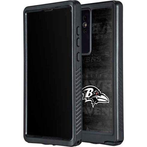 NFL Baltimore Ravens Black & White Galaxy S24 Ultra Waterproof Case