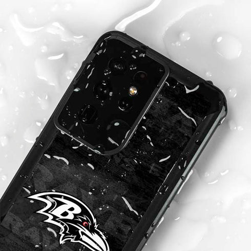 NFL Baltimore Ravens Black & White Galaxy S24 Ultra Waterproof Case