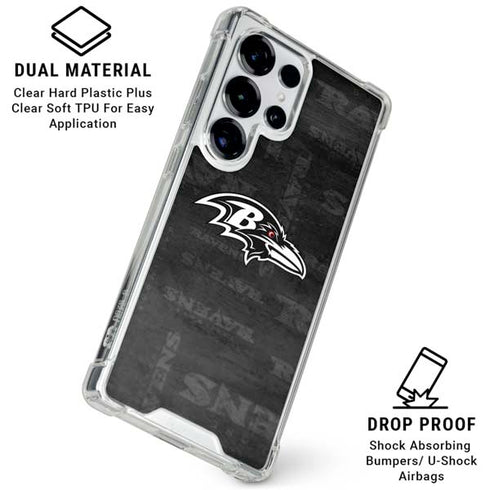 NFL Baltimore Ravens Black & White Galaxy S25 Ultra Clear Case