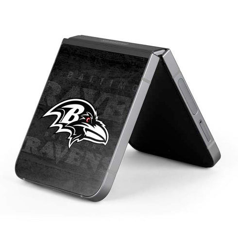 NFL Baltimore Ravens Black & White Galaxy Z Flip6 Skin