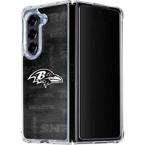 NFL Baltimore Ravens Black & White Galaxy Z Fold5 5G Clear Case