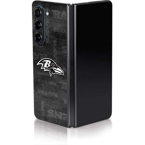 NFL Baltimore Ravens Black & White Galaxy Z Fold5 5G Skin