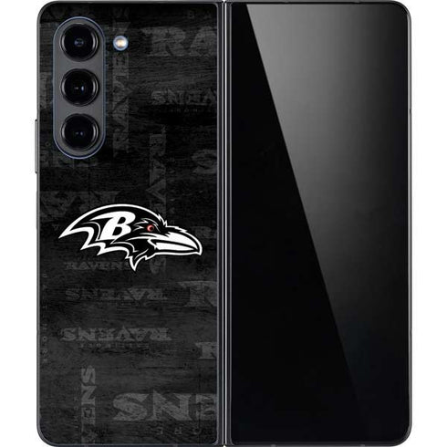 NFL Baltimore Ravens Black & White Galaxy Z Fold5 5G Skin