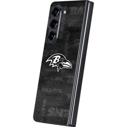 NFL Baltimore Ravens Black & White Galaxy Z Fold5 5G Skin