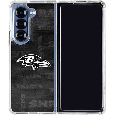 NFL Baltimore Ravens Black & White Galaxy Z Fold6 Clear Case