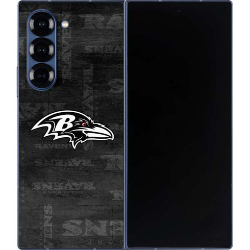 NFL Baltimore Ravens Black & White Galaxy Z Fold6 Skin
