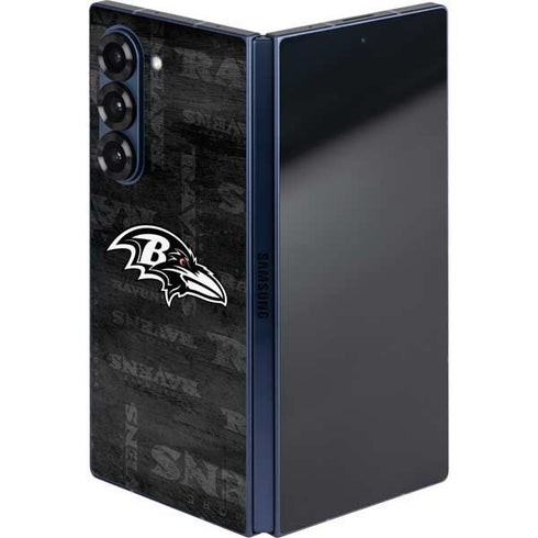 NFL Baltimore Ravens Black & White Galaxy Z Fold6 Skin