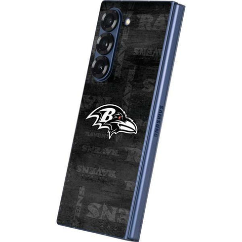 NFL Baltimore Ravens Black & White Galaxy Z Fold6 Skin