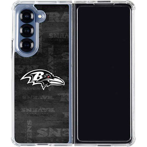 NFL Baltimore Ravens Black & White Galaxy Z Fold7 Clear Case