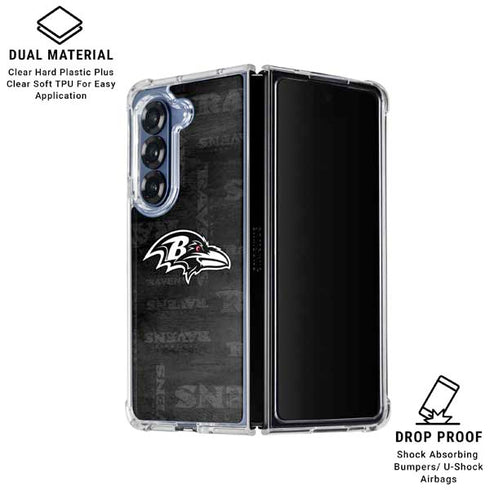 NFL Baltimore Ravens Black & White Galaxy Z Fold7 Clear Case