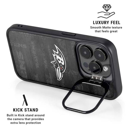 NFL Baltimore Ravens Black & White iPhone 14 Pro Kickstand Case