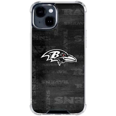 NFL Baltimore Ravens Black & White iPhone 15 Clear Case