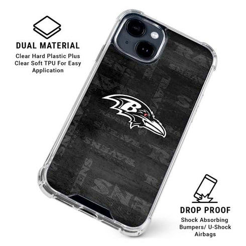 NFL Baltimore Ravens Black & White iPhone 15 Clear Case