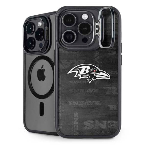 NFL Baltimore Ravens Black & White iPhone 15 Pro Max Kickstand Case